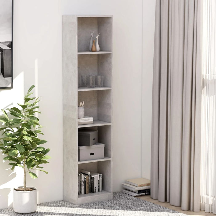 Bibliotecă cu 5 rafturi, gri beton, 40x24x175 cm lemn prelucrat WALTI