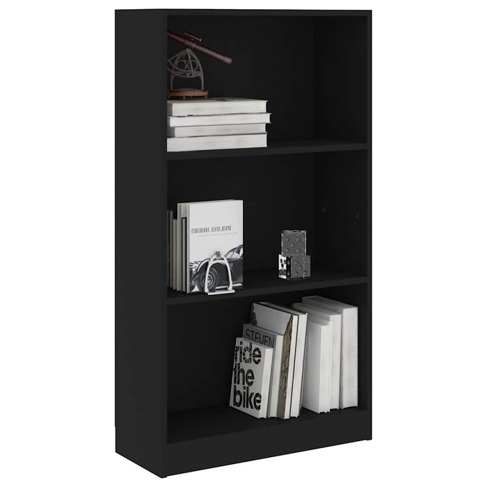 Bibliotecă cu 3 rafturi, negru, 60x24x109 cm, lemn compozit WALTI