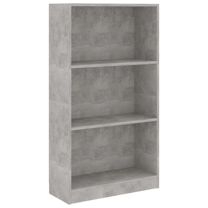 Bibliotecă cu 3 rafturi, gri beton, 60x24x109 cm, lemn compozit - WALTI WALTI