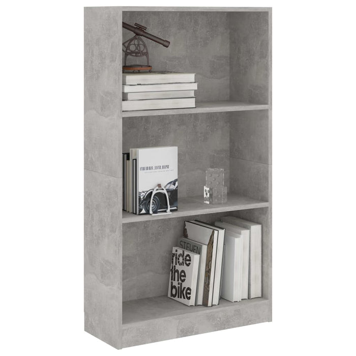 Bibliotecă cu 3 rafturi, gri beton, 60x24x109 cm, lemn compozit - WALTI WALTI