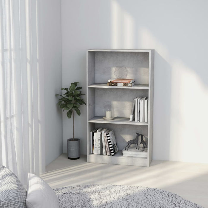 Bibliotecă cu 3 rafturi, gri beton, 60x24x109 cm, lemn compozit - WALTI WALTI