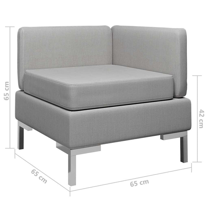 Canapea de colț modulară cu pernă, gri deschis, material textil WALTI