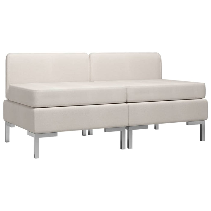 Canapele de mijloc modulare cu perne, 2 buc., crem, textil WALTI