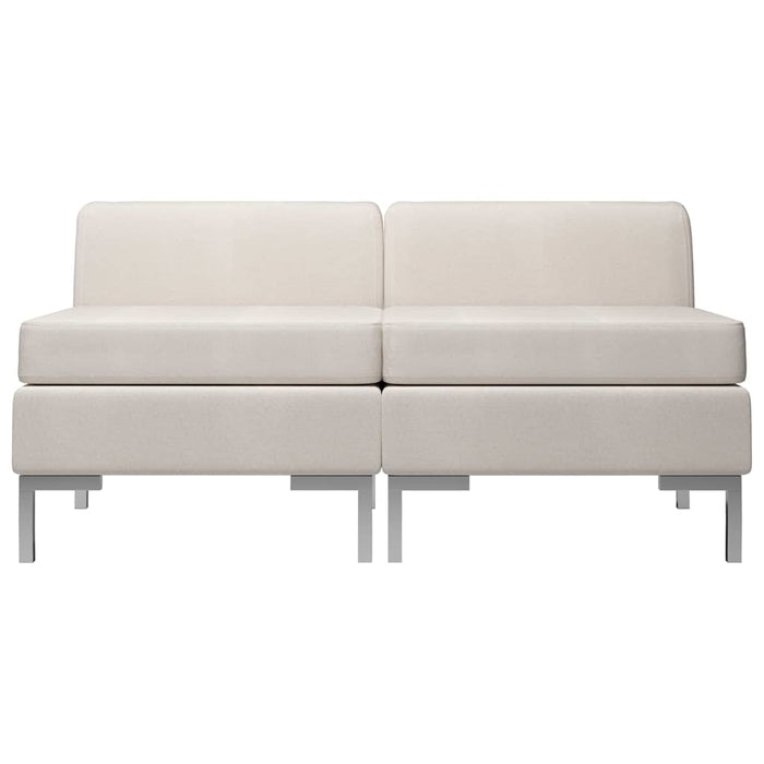 Canapele de mijloc modulare cu perne, 2 buc., crem, textil WALTI
