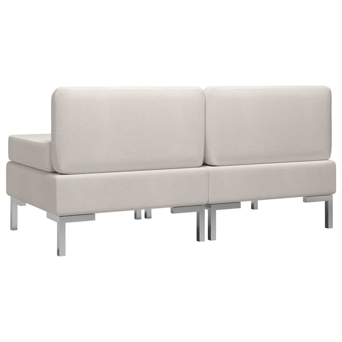 Canapele de mijloc modulare cu perne, 2 buc., crem, textil WALTI