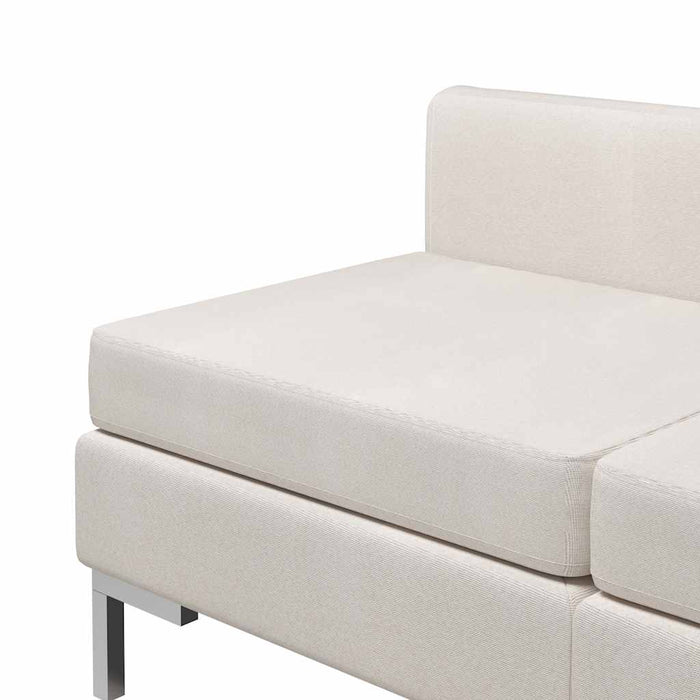 Canapele de mijloc modulare cu perne, 2 buc., crem, textil WALTI