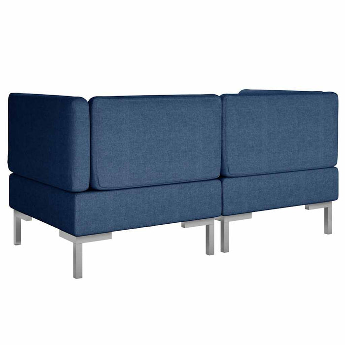 Canapele de colț modulare cu perne, 2 buc., albastru, textil WALTI