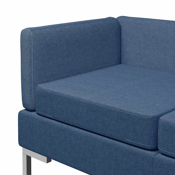 Canapele de colț modulare cu perne, 2 buc., albastru, textil WALTI