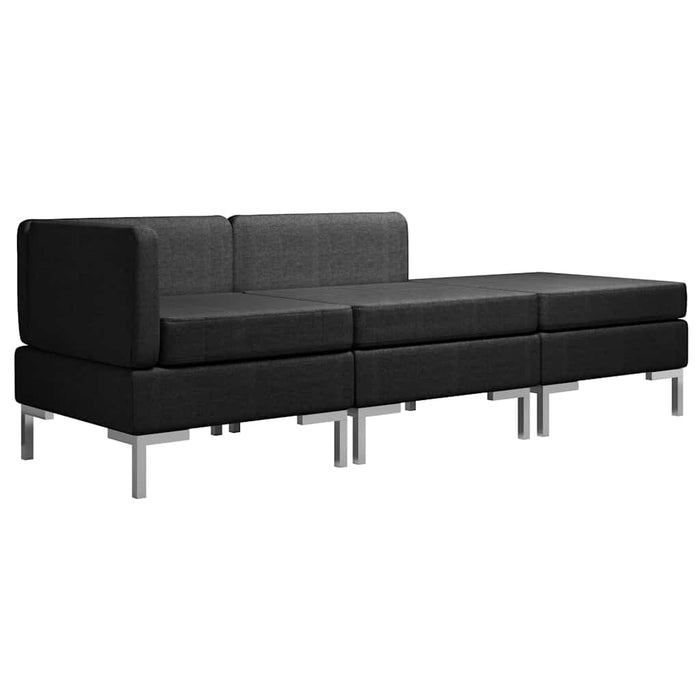Set de canapele, 3 piese, negru, material textil WALTI