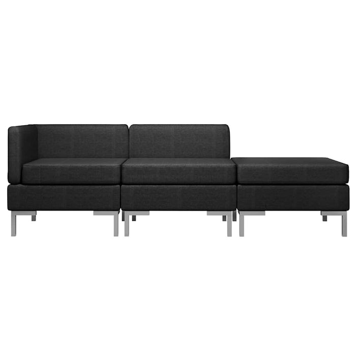 Set de canapele, 3 piese, negru, material textil WALTI