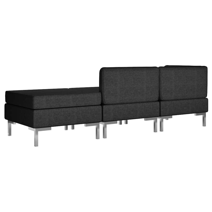 Set de canapele, 3 piese, negru, material textil WALTI