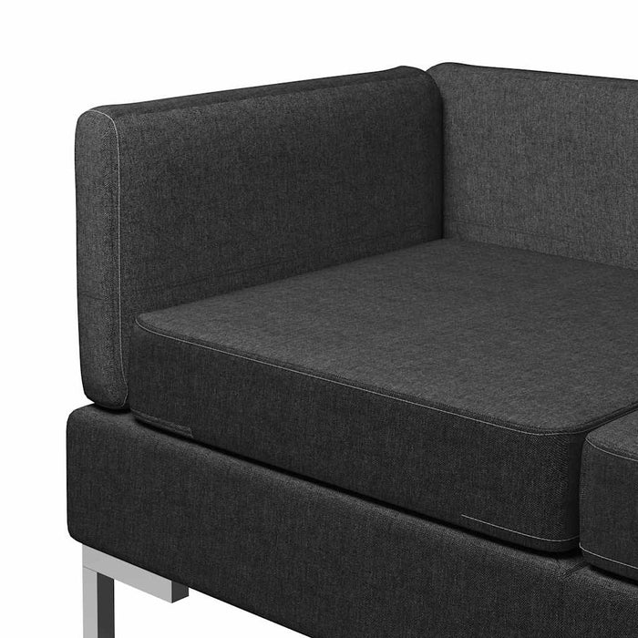 Set de canapele, 3 piese, negru, material textil WALTI