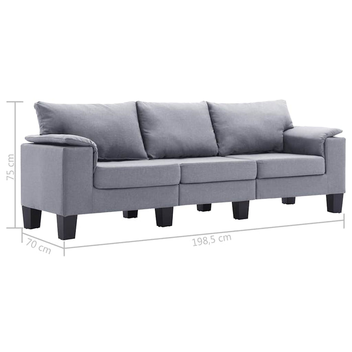 Canapea cu 3 locuri, gri deschis, material textil WALTI
