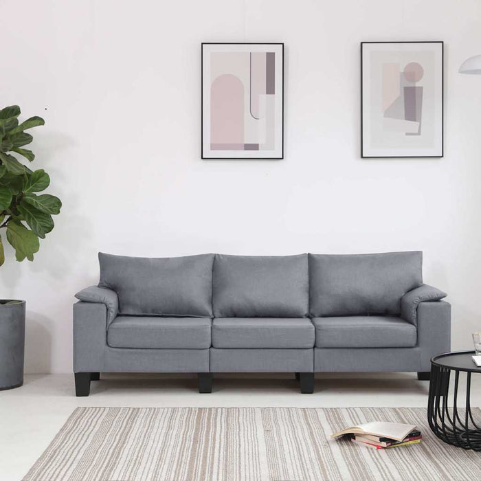 Canapea cu 3 locuri, gri deschis, material textil WALTI