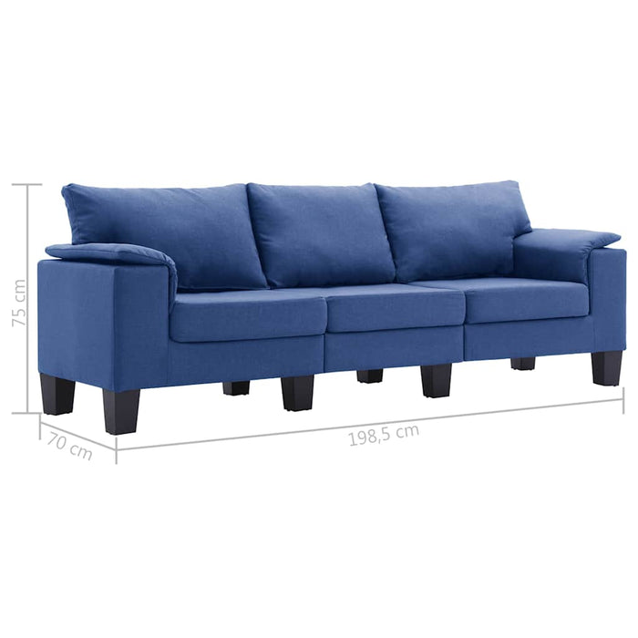 Canapea cu 3 locuri, albastru, material textil WALTI