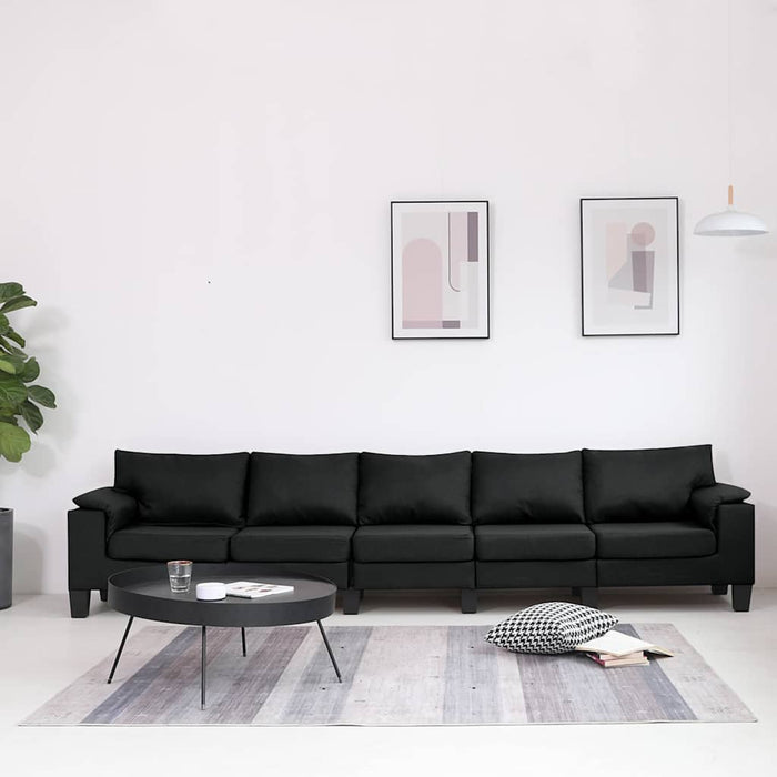 Canapea cu 5 locuri, negru, material textil WALTI