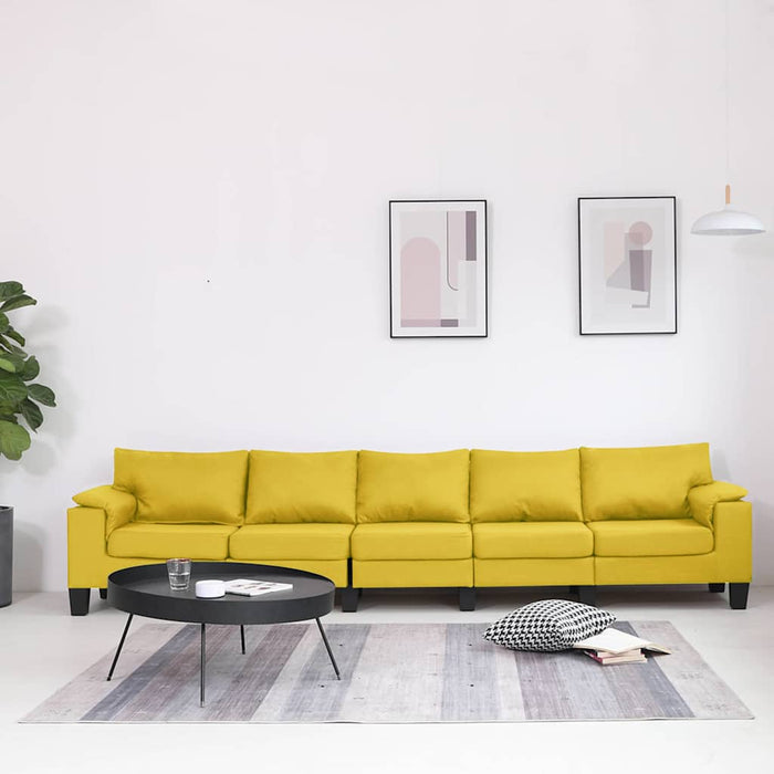 Canapea cu 5 locuri, galben, material textil WALTI