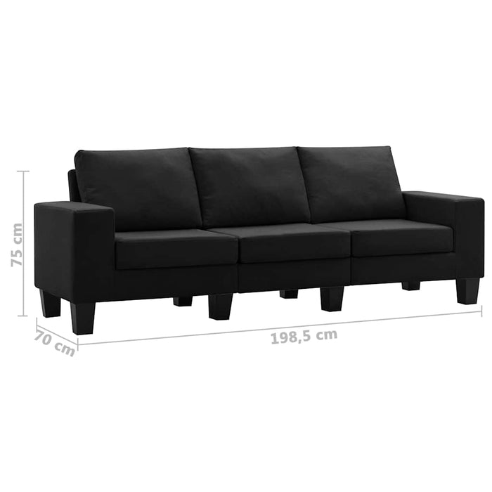 Canapea cu 3 locuri, negru, material textil WALTI