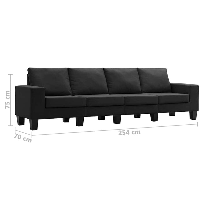 Canapea cu 4 locuri, negru, material textil WALTI