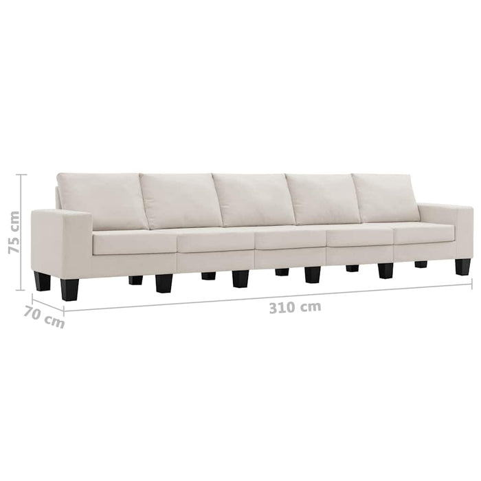 Canapea cu 5 locuri, crem, material textil WALTI