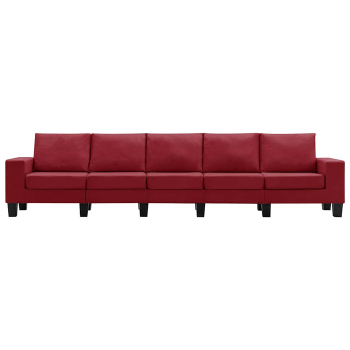 Canapea cu 5 locuri, roșu vin, material textil WALTI