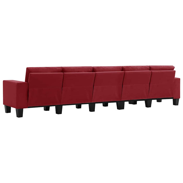 Canapea cu 5 locuri, roșu vin, material textil WALTI