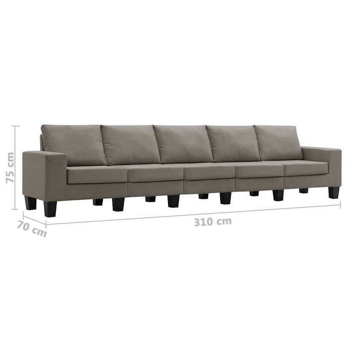 Canapea cu 5 locuri, gri taupe, material textil WALTI