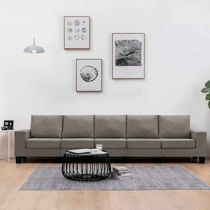 Canapea cu 5 locuri, gri taupe, material textil WALTI