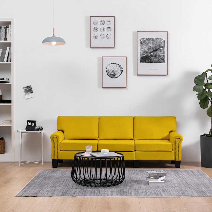 Canapea cu 3 locuri, galben, material textil WALTI