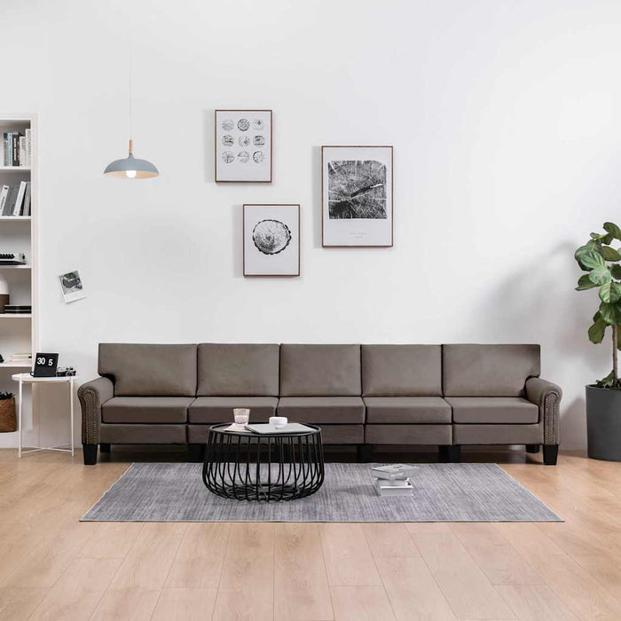 Canapea cu 5 locuri, gri taupe, material textil WALTI