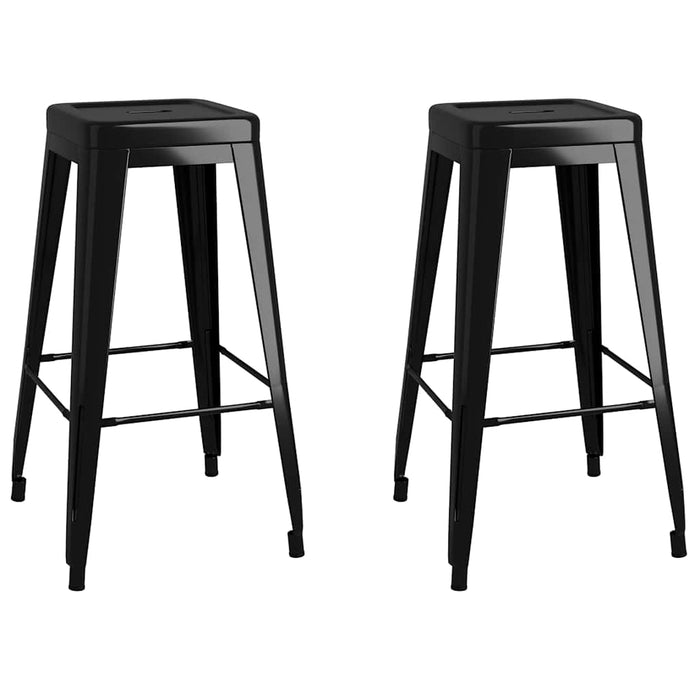 Scaune de bar stivuibile, 2 buc., negru, metal - WALTI WALTI