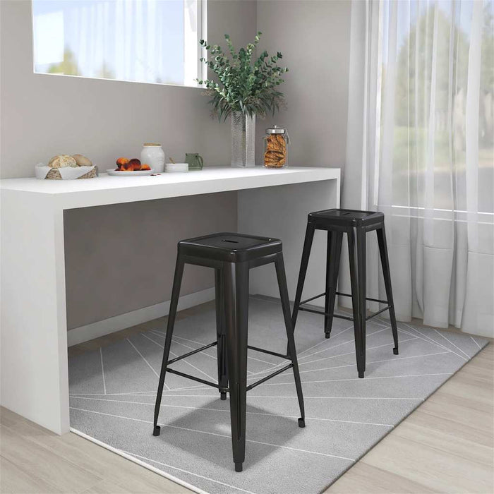 Scaune de bar stivuibile, 2 buc., negru, metal - WALTI WALTI