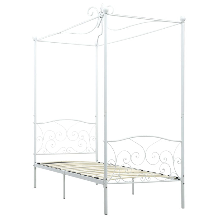 Cadru de pat cu baldachin, alb, 100 x 200 cm, metal - WALTI WALTI