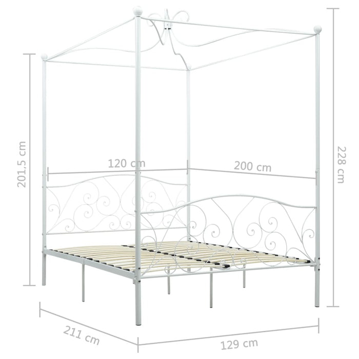 Cadru de pat cu baldachin, alb, 120 x 200 cm, metal - WALTI WALTI
