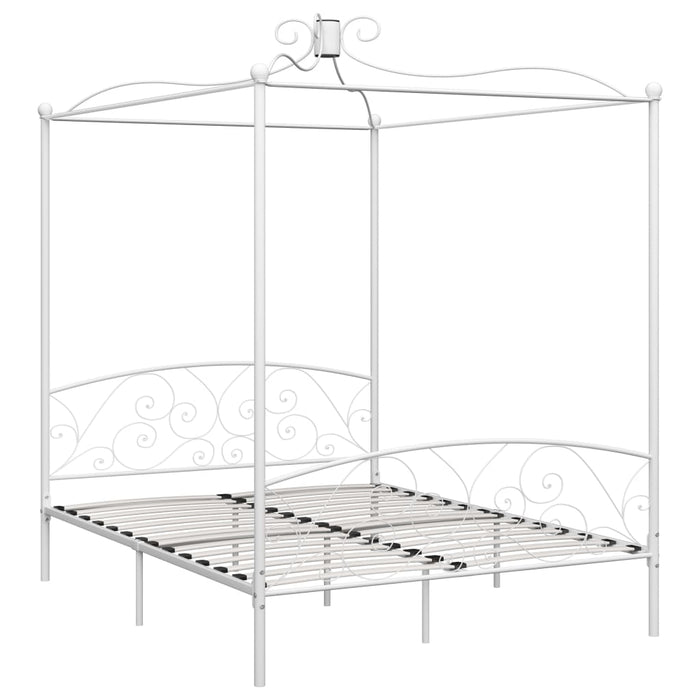 Cadru de pat cu baldachin, alb, 160 x 200 cm, metal - WALTI WALTI