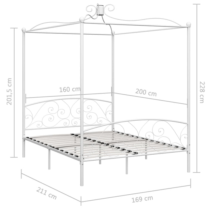 Cadru de pat cu baldachin, alb, 160 x 200 cm, metal - WALTI WALTI