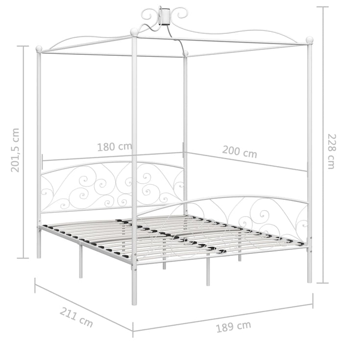 Cadru de pat cu baldachin, alb, 180 x 200 cm, metal WALTI