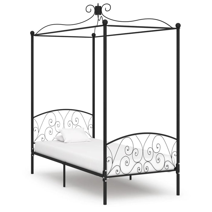 Cadru de pat cu baldachin, negru, 90 x 200 cm, metal WALTI