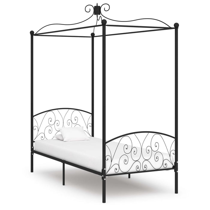 Cadru de pat cu baldachin, negru, 100 x 200 cm, metal WALTI