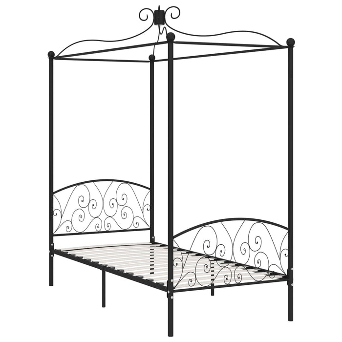 Cadru de pat cu baldachin, negru, 100 x 200 cm, metal WALTI