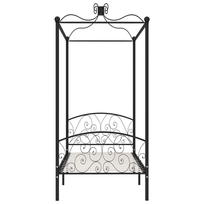 Cadru de pat cu baldachin, negru, 100 x 200 cm, metal WALTI