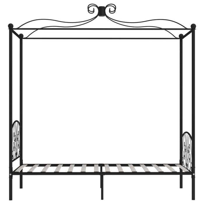 Cadru de pat cu baldachin, negru, 100 x 200 cm, metal WALTI