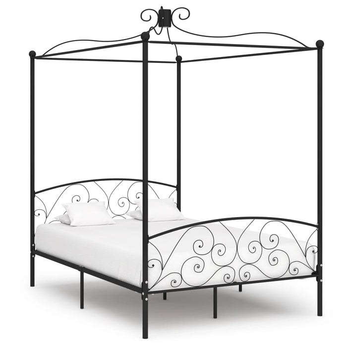Cadru de pat cu baldachin, negru, 120 x 200 cm, metal - WALTI WALTI