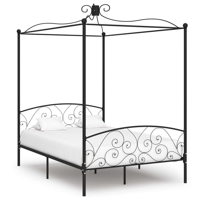 Cadru de pat cu baldachin, negru, 140 x 200 cm, metal - WALTI WALTI