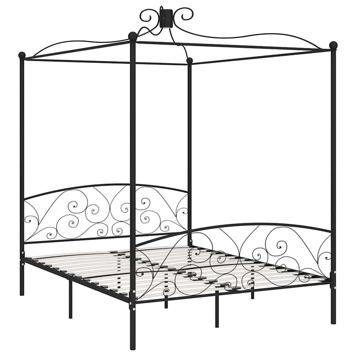 Cadru de pat cu baldachin, negru, 180 x 200 cm, metal - WALTI WALTI