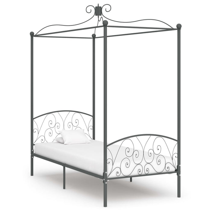 Cadru de pat cu baldachin, gri, 100 x 200 cm, metal - WALTI WALTI