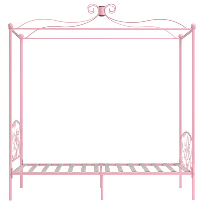 Cadru de pat cu baldachin, roz, 90 x 200 cm, metal WALTI