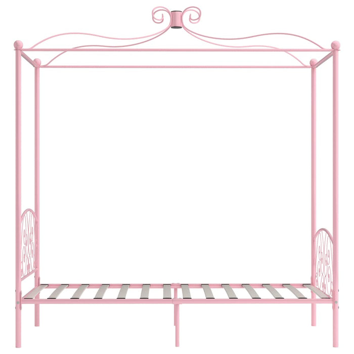 Cadru de pat cu baldachin, roz, 100 x 200 cm, metal WALTI
