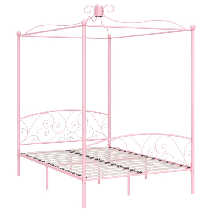 Cadru de pat cu baldachin, roz, 120 x 200 cm, metal WALTI