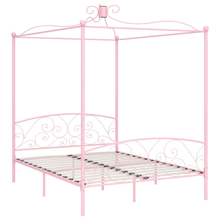 Cadru de pat cu baldachin, roz, 180 x 200 cm, metal WALTI
